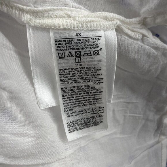 Old Navy Women’s Tops 4X Plus White Blue Sheer Plus Ruched Waist Blouse NEW - Picture 7 of 12